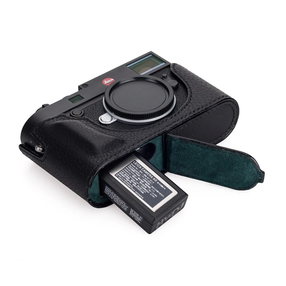Arte di Mano Half Case for Leica M10 with Battery Access Door - Minerva Black with Black Stitching - Image 5