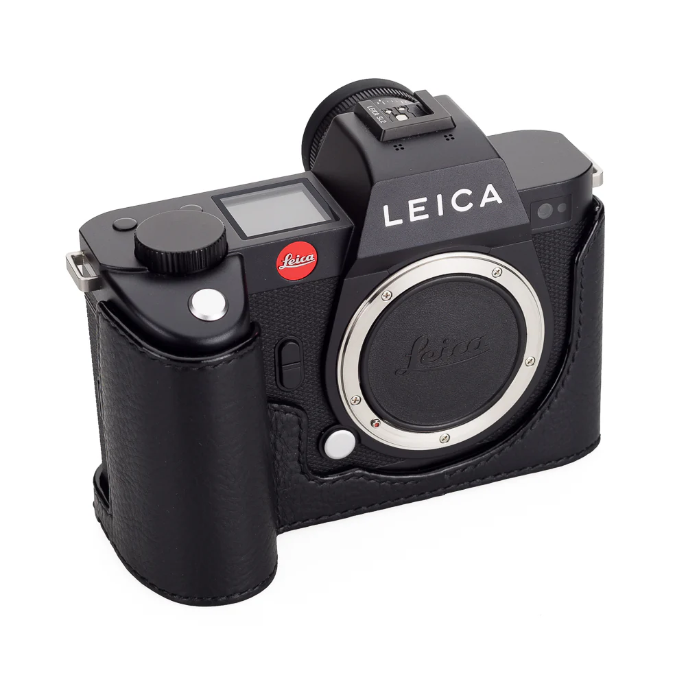 Arte di Mano Half Case for Leica SL2 with Battery Access Door, Open Style - Black with Black Stitching - Image 5