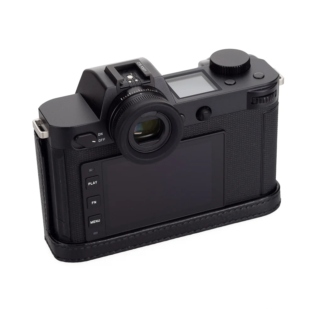 Arte di Mano Half Case for Leica SL2 with Battery Access Door, Open Style - Black with Black Stitching - Image 6