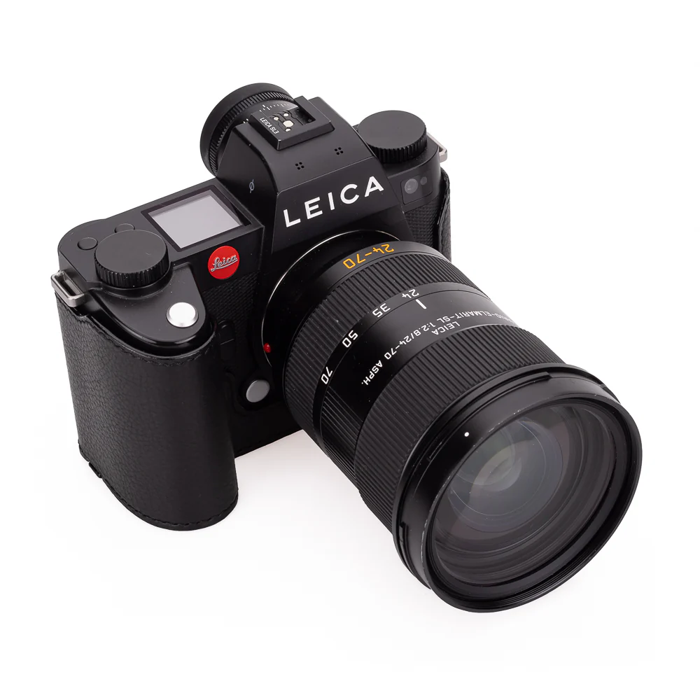 Arte di Mano Half Case for Leica SL3 with Battery Access Door, Covered Style - Black with Black Stitching - Image 6