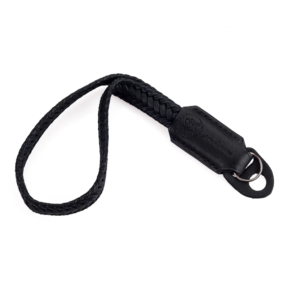 Arte di Mano Waxed Cotton Hand Strap - Black Cotton with Rally Black Leather Accents - Image 3