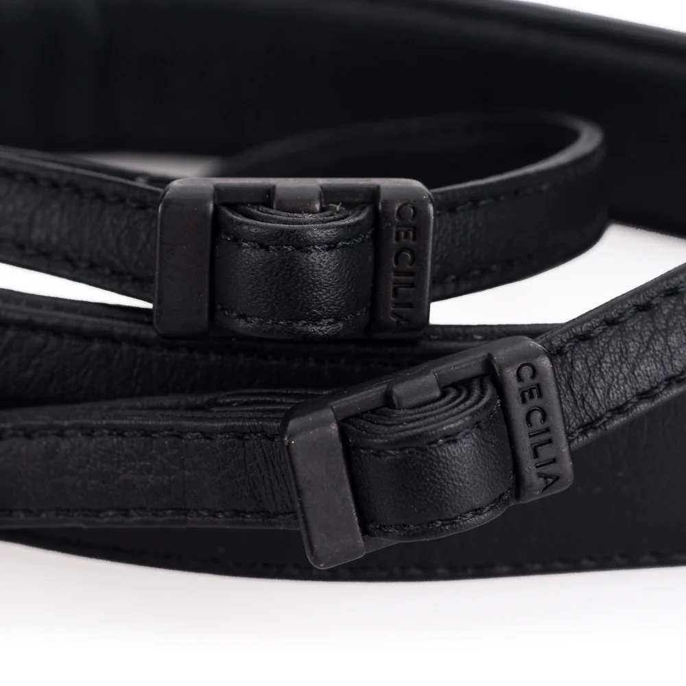Cecilia Leather Neck Strap, Black - Image 3