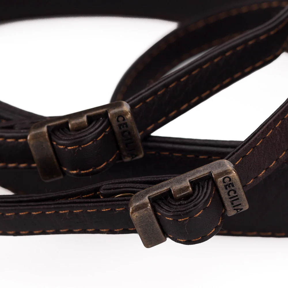 Cecilia Leather Neck Strap, Brown - Image 3