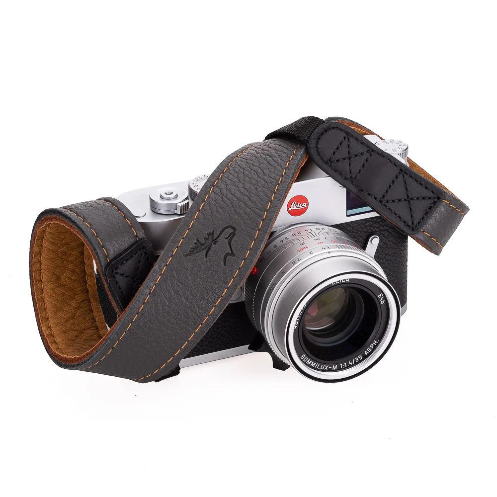 EDDYCAM Elk Leather Neck Strap, 35mm Wide, Anthracite/Natural with Natural Stitching - Image 4