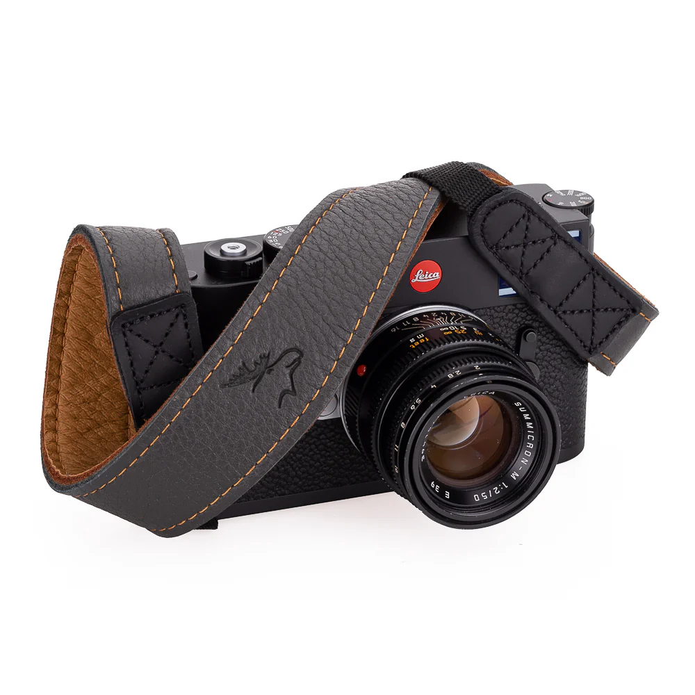 EDDYCAM Elk Leather Neck Strap, 35mm Wide, Anthracite/Natural with Natural Stitching - Image 5
