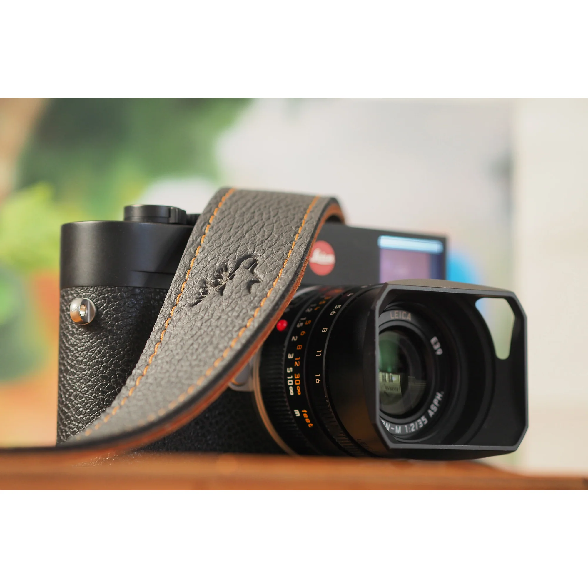 EDDYCAM Elk Leather Neck Strap, 35mm Wide, Anthracite/Natural with Natural Stitching - Image 6