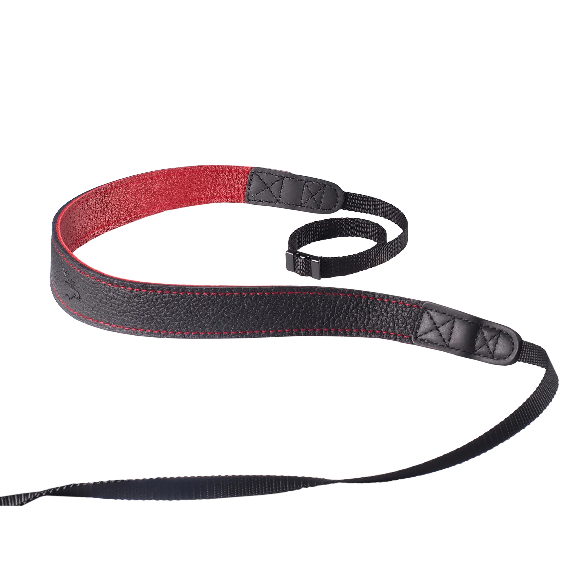 EDDYCAM Elk Leather Neck Strap, 35mm Wide, Black/Red with Red Stitching - Image 11