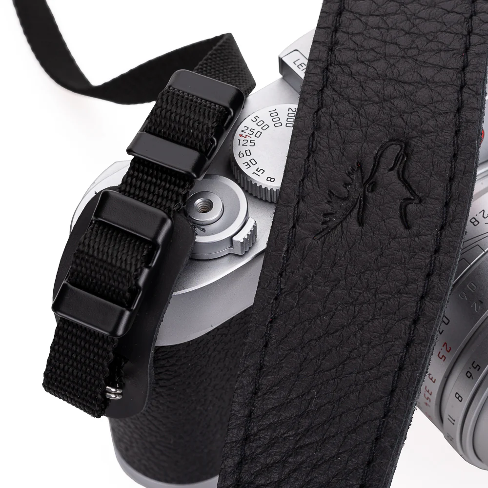 EDDYCAM 200cm Extra Long Elk Leather Neck Strap, 35mm Wide, Black/Black with Black Stitching - Image 3