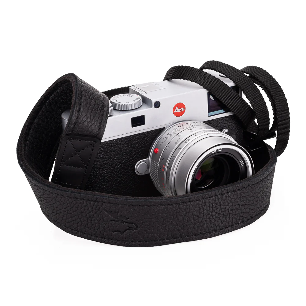 EDDYCAM 200cm Extra Long Elk Leather Neck Strap, 35mm Wide, Black/Black with Black Stitching - Image 4