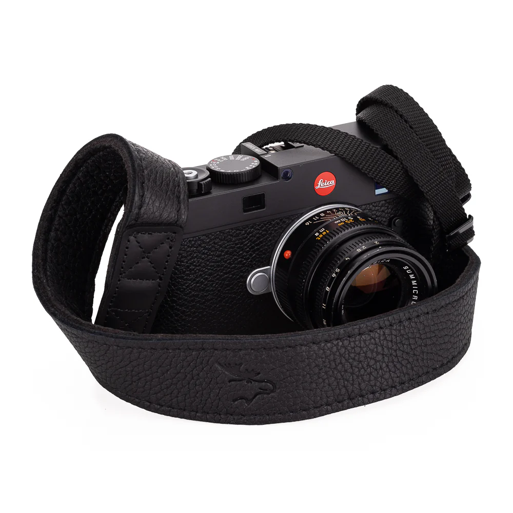 EDDYCAM 200cm Extra Long Elk Leather Neck Strap, 35mm Wide, Black/Black with Black Stitching - Image 5