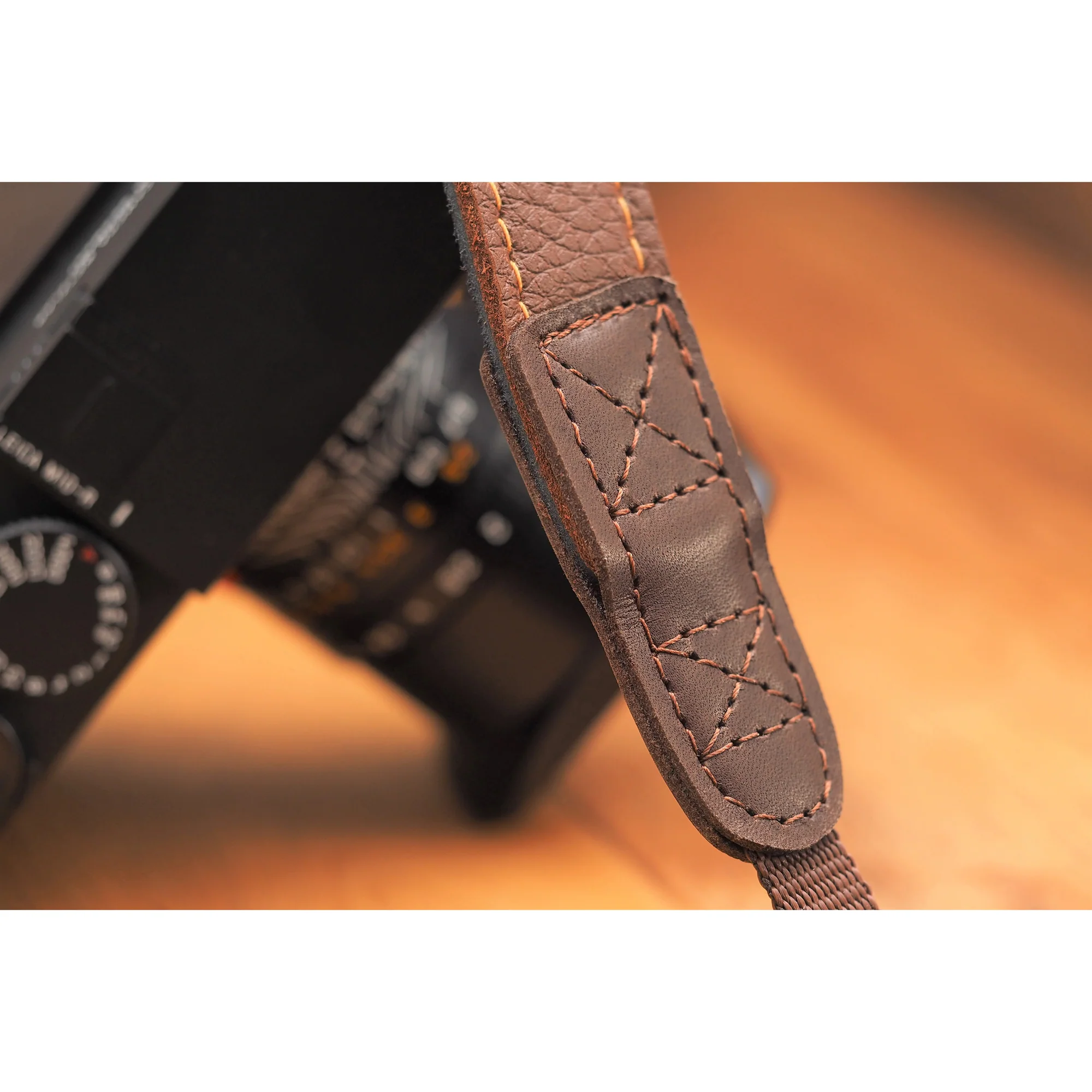 EDDYCAM Elk Leather Vintage Neck Strap, 35mm Wide, Cognac/Mongolian Yak with Natural Stitching - Image 10