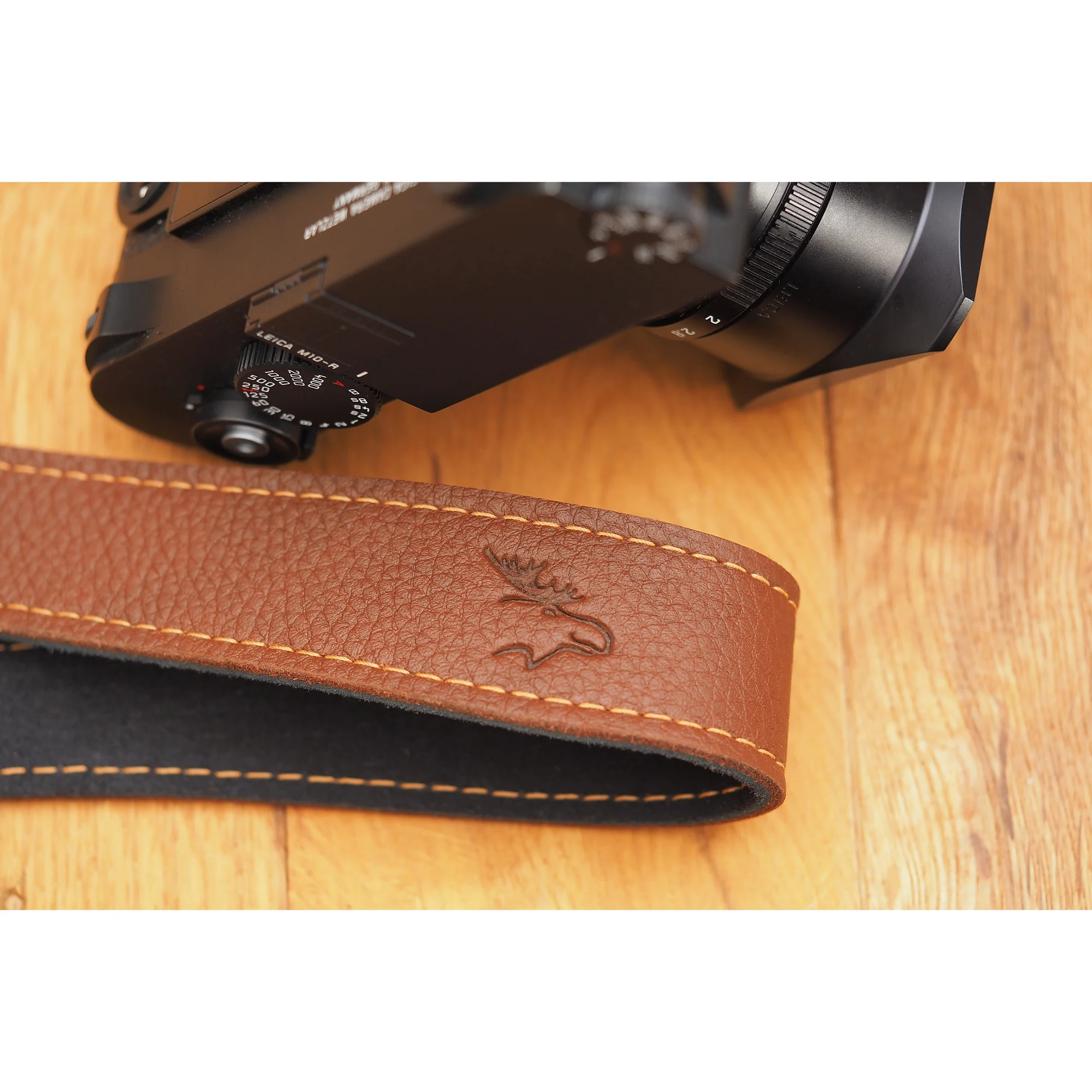EDDYCAM Elk Leather Vintage Neck Strap, 35mm Wide, Cognac/Mongolian Yak with Natural Stitching - Image 11