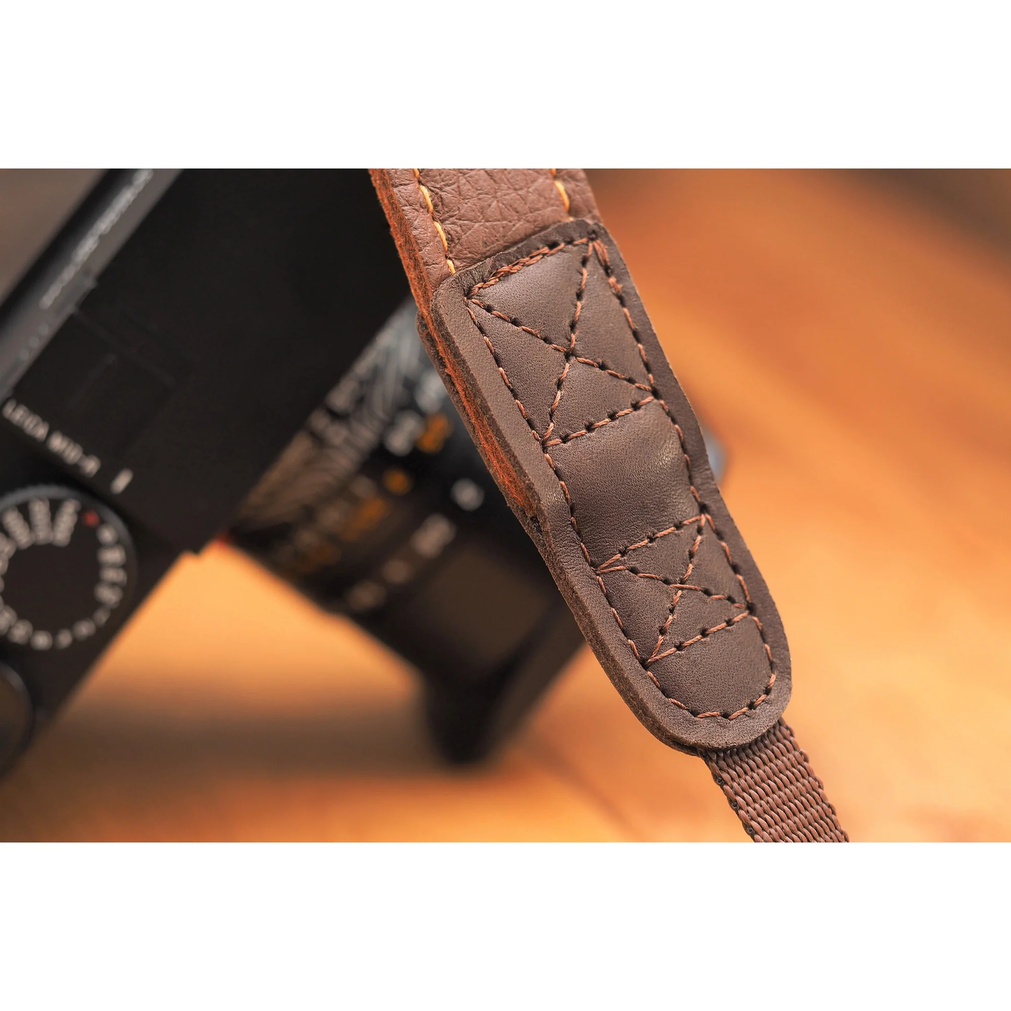 EDDYCAM Elk Leather Vintage Neck Strap, 35mm Wide, Cognac/Natural with Natural Stitching - Image 10