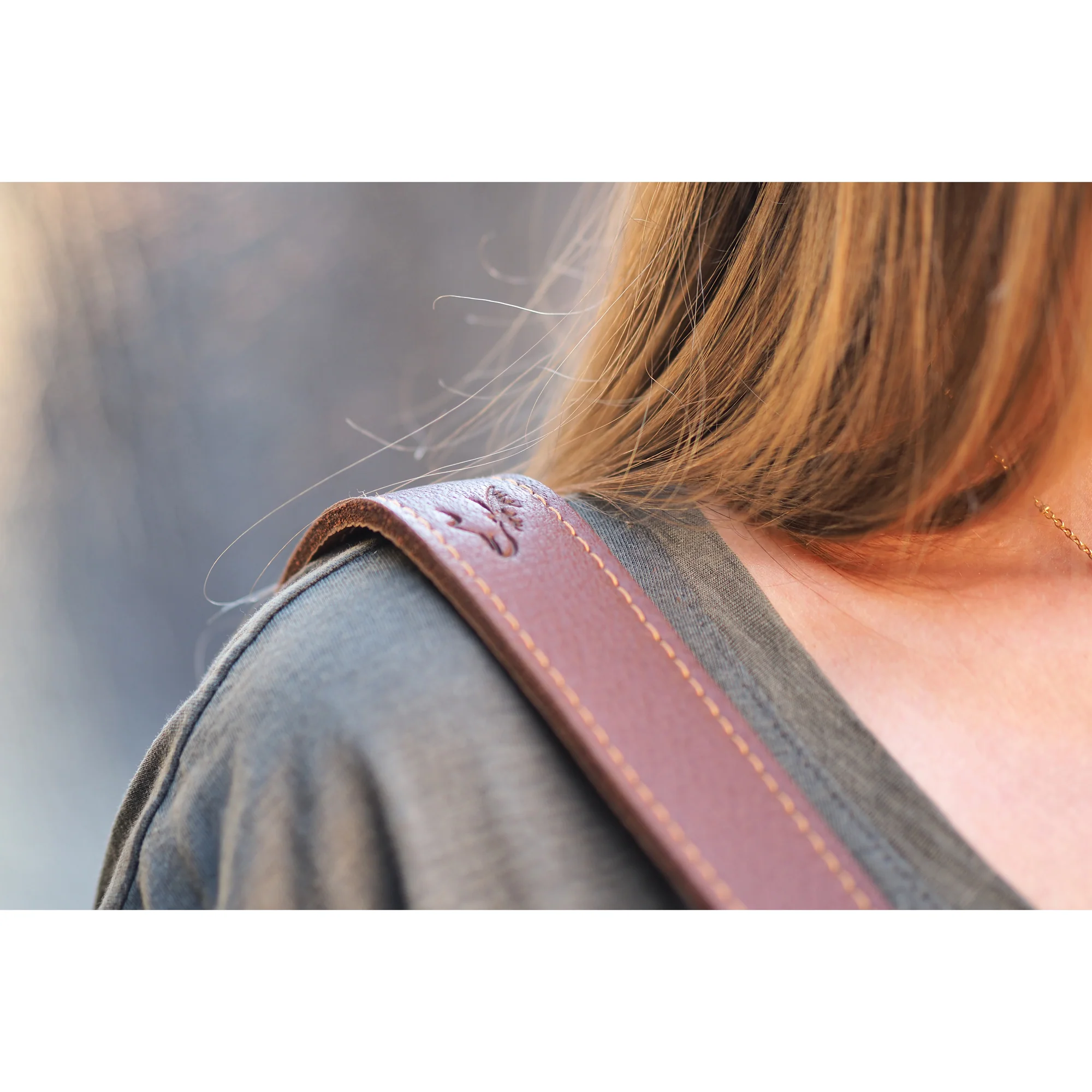 EDDYCAM Elk Leather Vintage Neck Strap, 35mm Wide, Cognac/Natural with Natural Stitching - Image 12