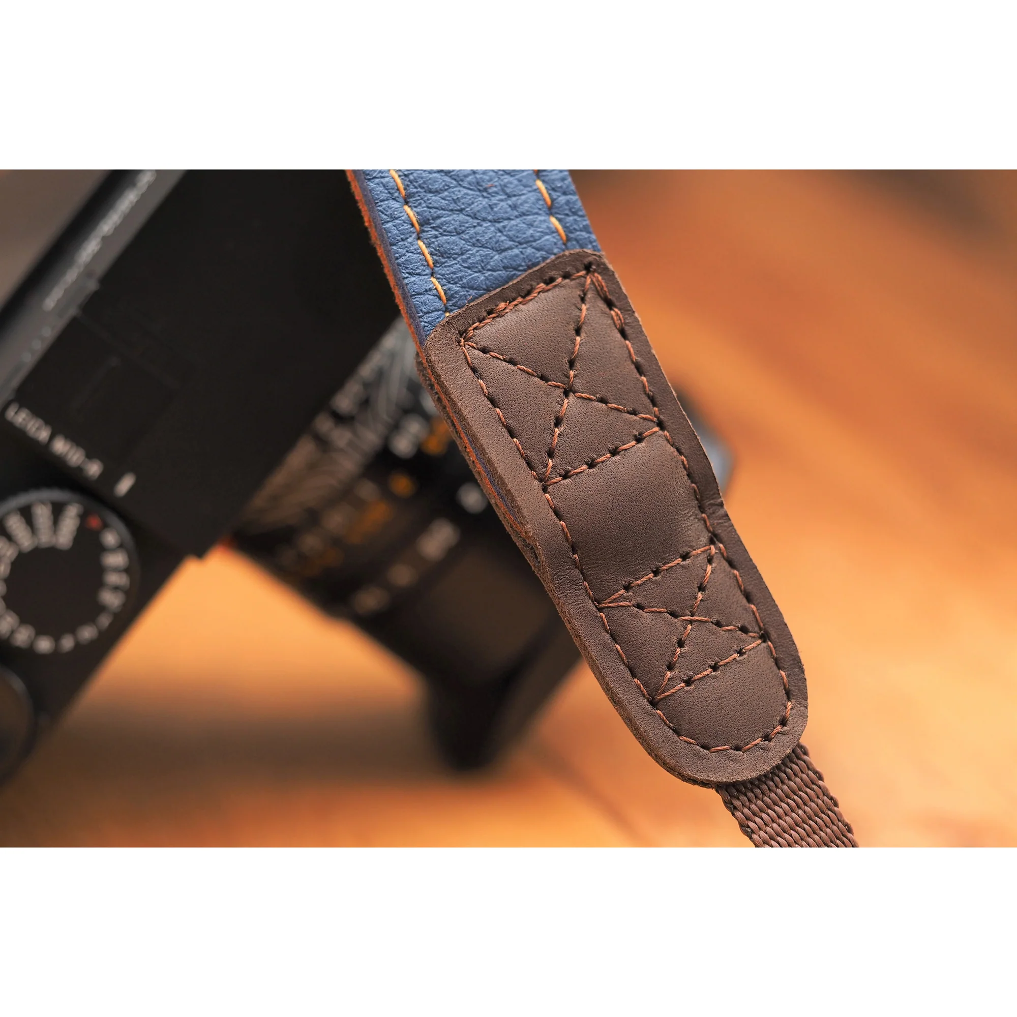 EDDYCAM Elk Leather Vintage Neck Strap, 35mm Wide, Sky/Natural with Natural Stitching - Image 10