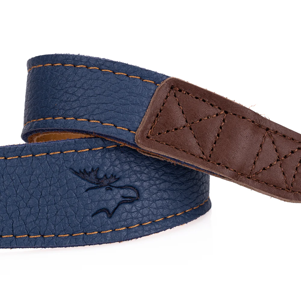 EDDYCAM Elk Leather Vintage Neck Strap, 35mm Wide, Sky/Natural with Natural Stitching - Image 3