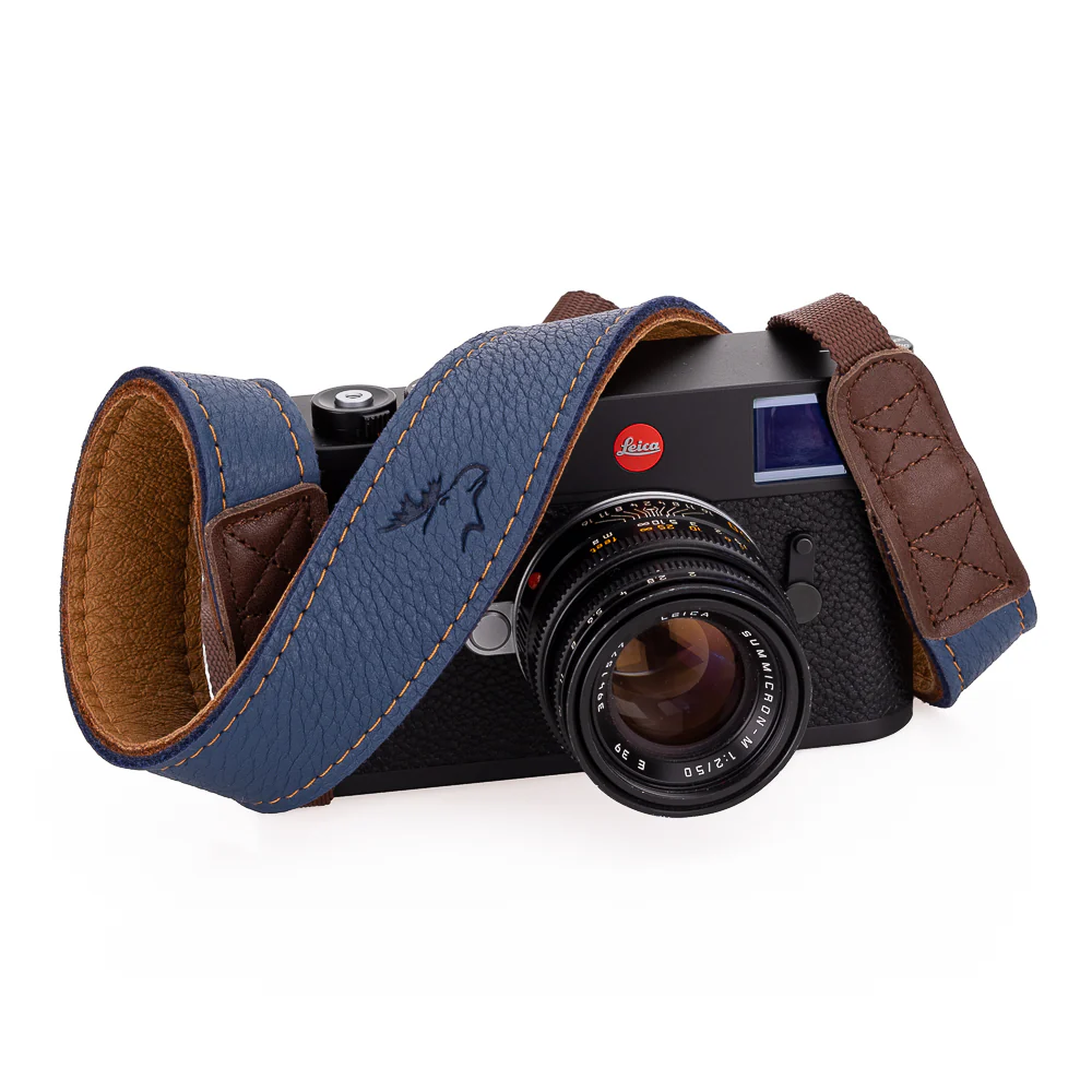 EDDYCAM Elk Leather Vintage Neck Strap, 35mm Wide, Sky/Natural with Natural Stitching - Image 5