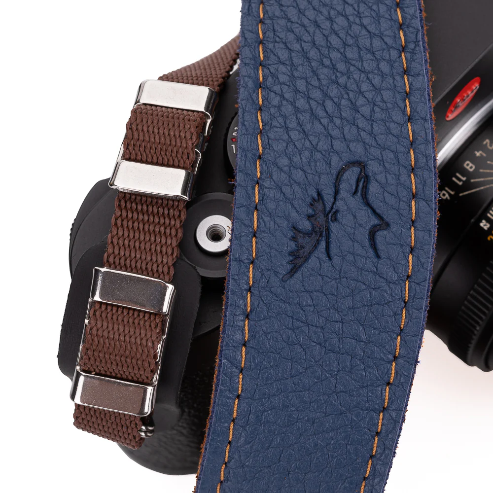 EDDYCAM Elk Leather Vintage Neck Strap, 35mm Wide, Sky/Natural with Natural Stitching - Image 6