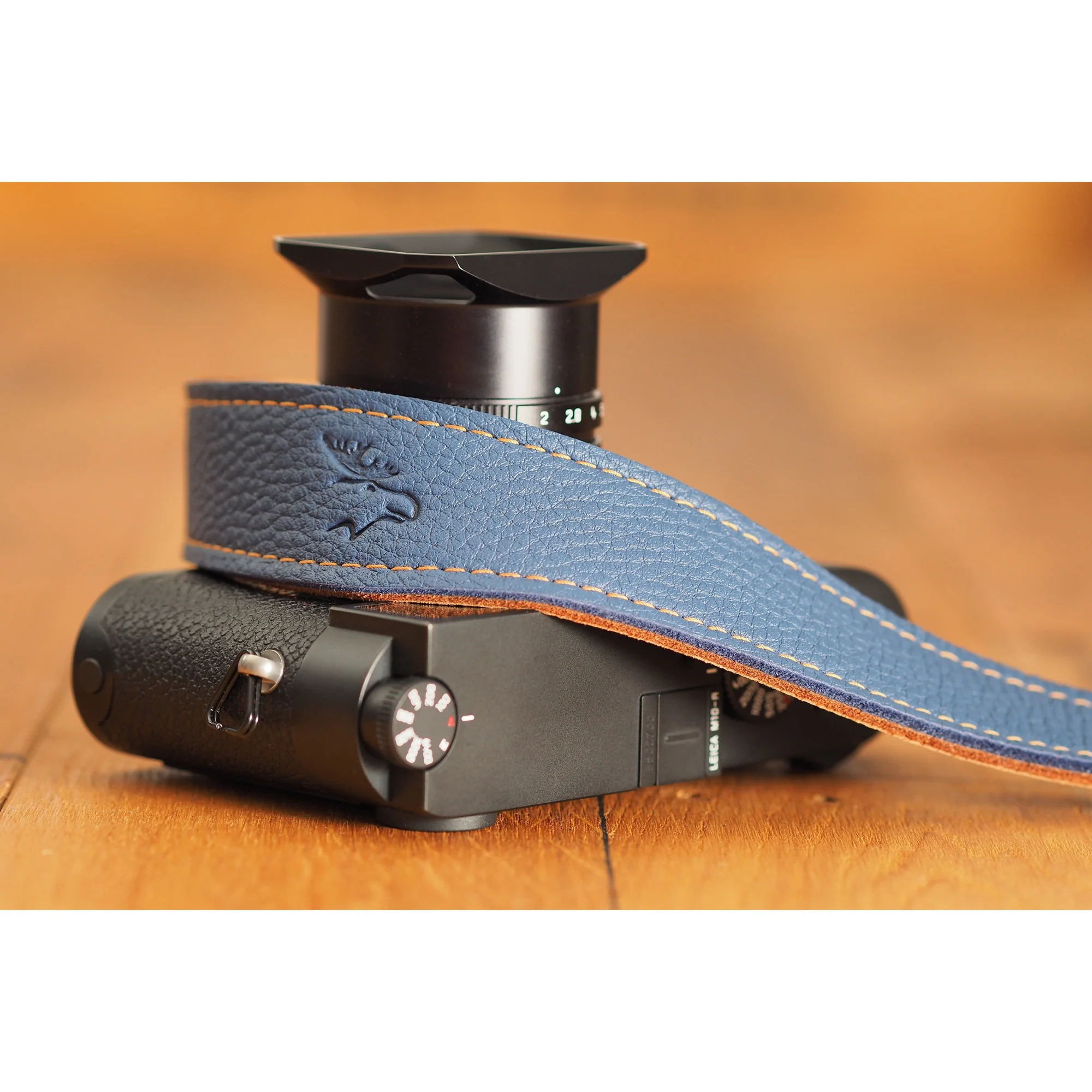 EDDYCAM Elk Leather Vintage Neck Strap, 35mm Wide, Sky/Natural with Natural Stitching - Image 8