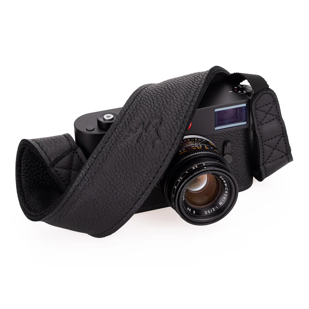 EDDYCAM Elk Leather Neck Strap, 50mm Wide, Black/Black with Black Stitching - Image 7