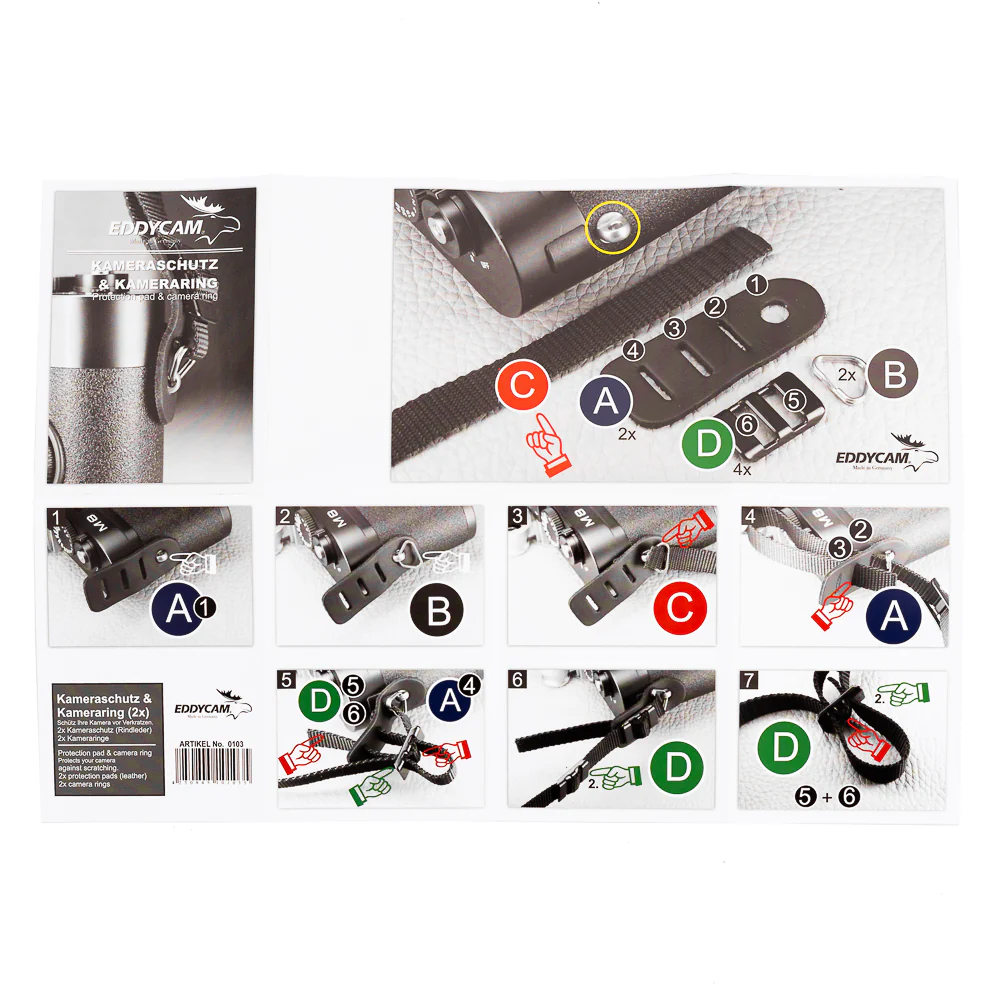 EDDYCAM Elk Leather Neck Strap, 50mm Wide, Black/Mongolian Yak with Black Stitching - Image 9