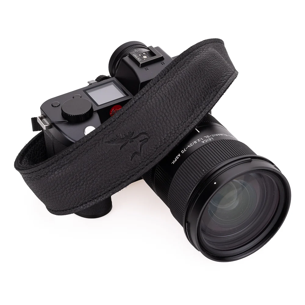 EDDYCAM 200cm Extra Long Elk Leather Neck Strap, 50mm Wide, Black/Black with Black Stitching - Image 3