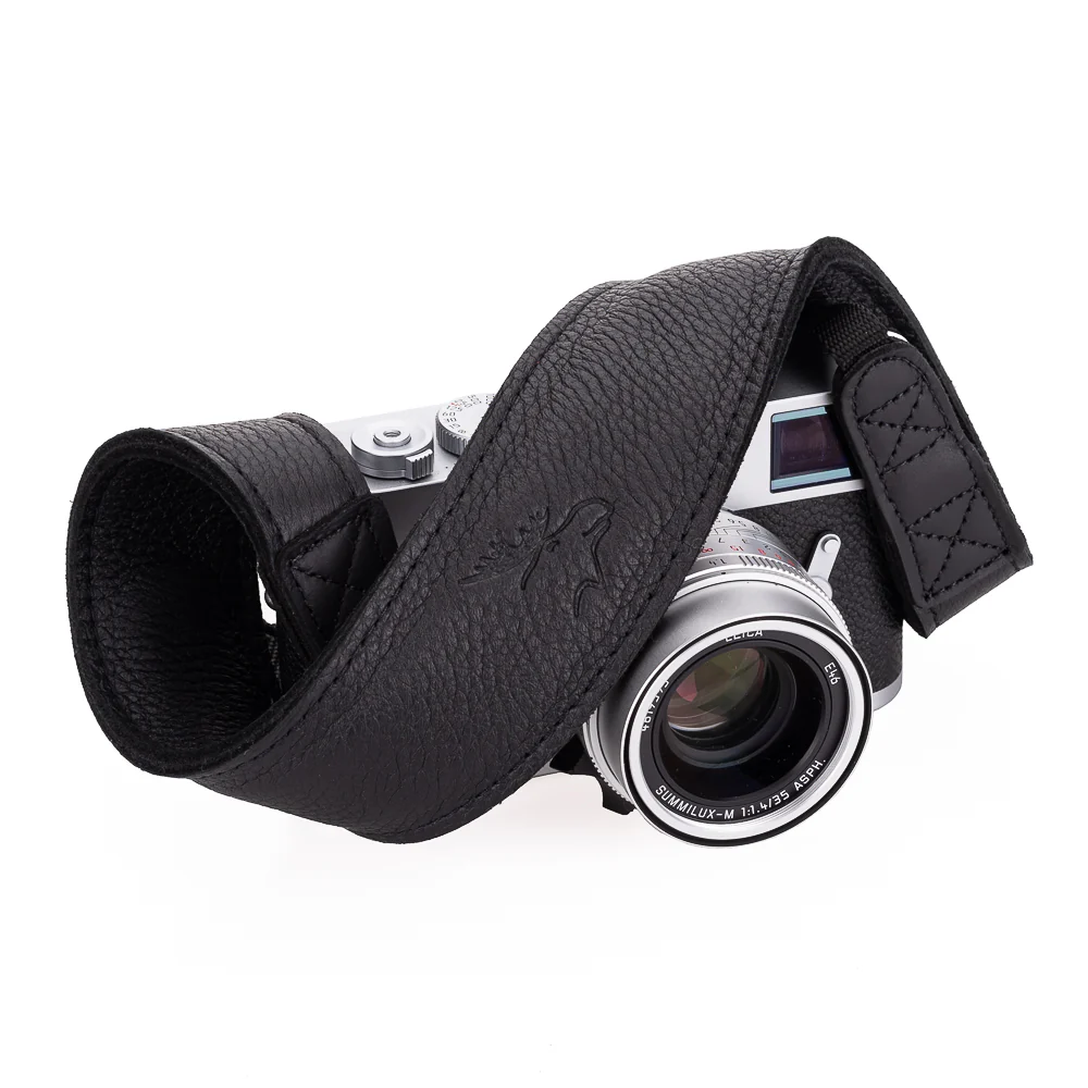 EDDYCAM 200cm Extra Long Elk Leather Neck Strap, 50mm Wide, Black/Black with Black Stitching - Image 4