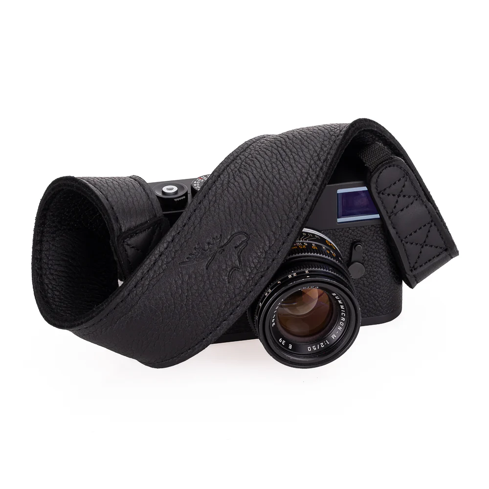 EDDYCAM 200cm Extra Long Elk Leather Neck Strap, 50mm Wide, Black/Black with Black Stitching - Image 5