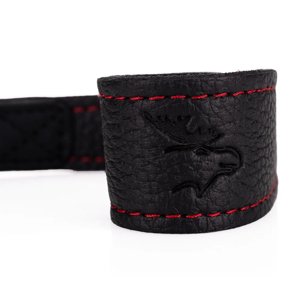 EDDYCAM Elk Leather Wrist Strap (Sling 1), Black/Black with Red Stitching - Image 3