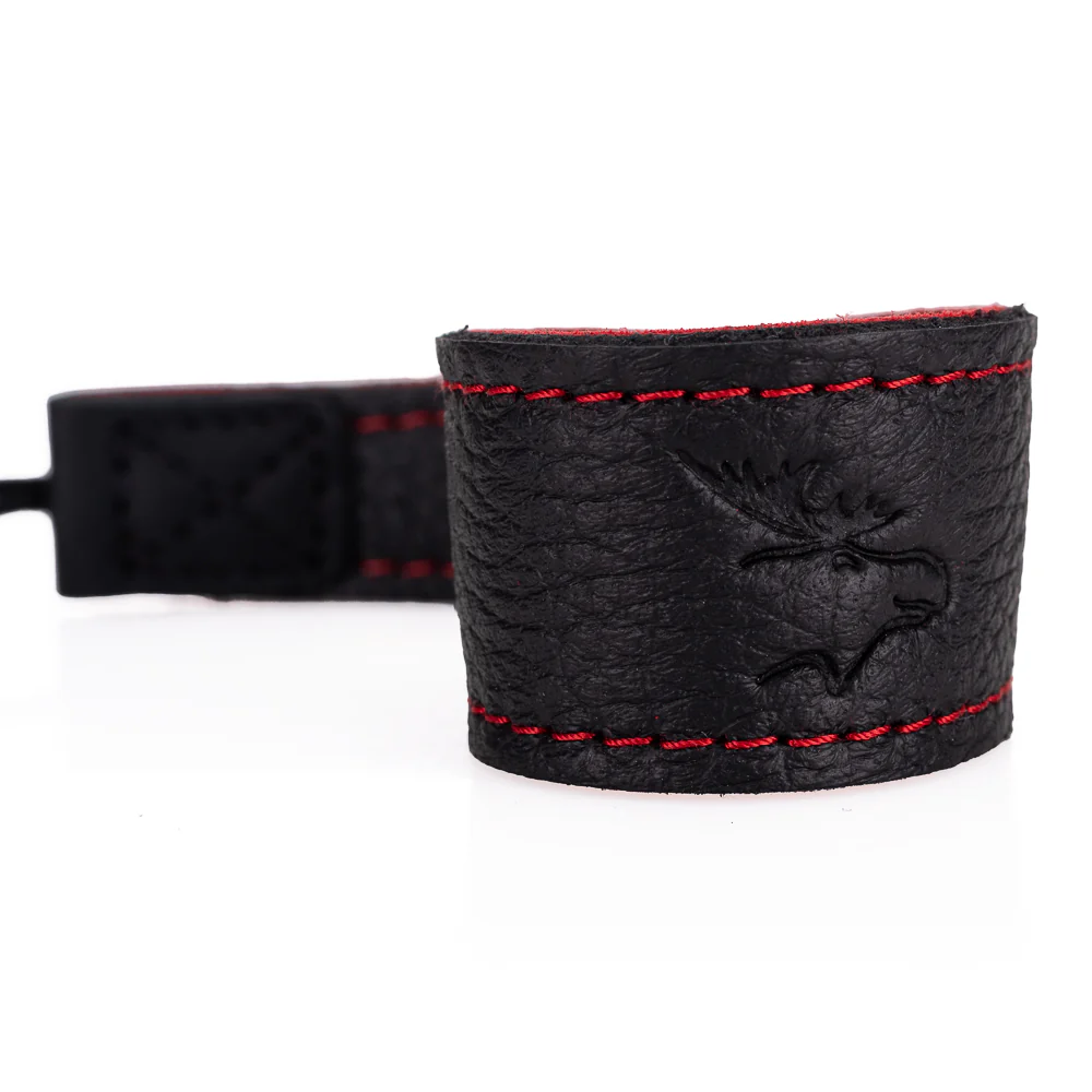 EDDYCAM Elk Leather Wrist Strap (Sling 1), Black/Red with Red Stitching - Image 3