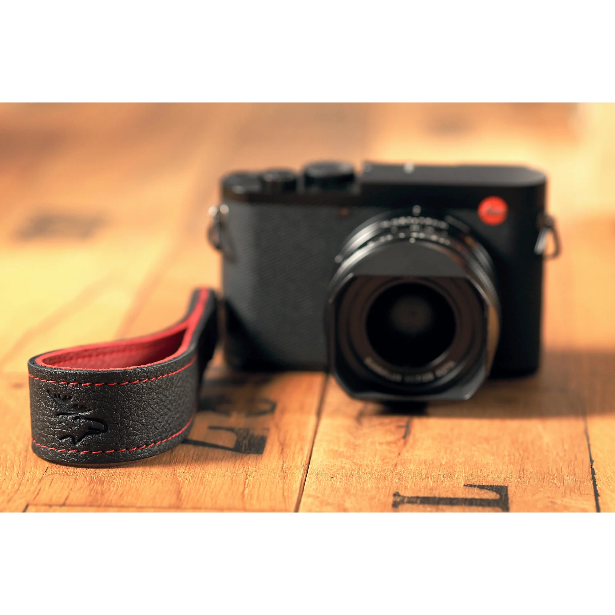 EDDYCAM Elk Leather Wrist Strap (Sling 1), Black/Red with Red Stitching - Image 6