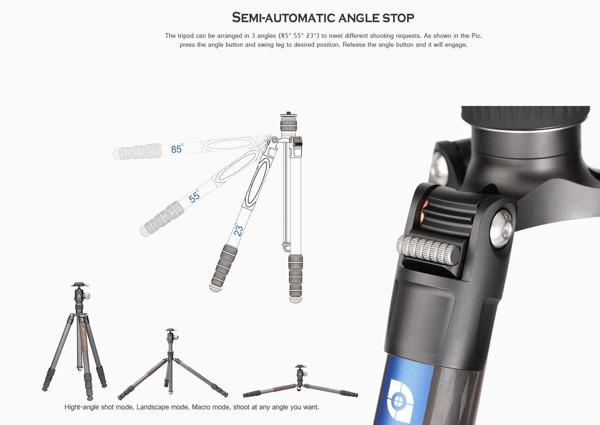 Leofoto LX-225CT Urban Series Travel Tripod with XB-32Q Ball Head - Image 5