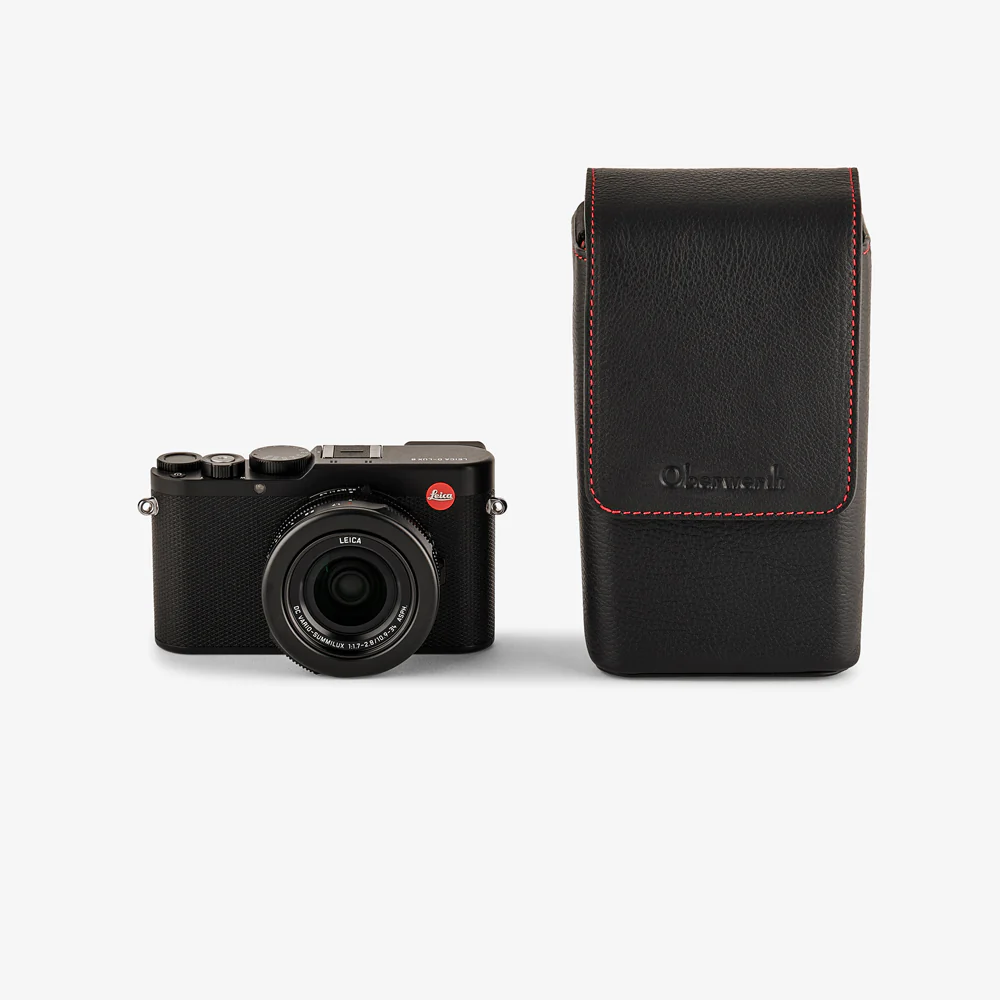 Oberwerth ‘Albert’ Leather Camera Bag - Black with Red Stitching - Image 10