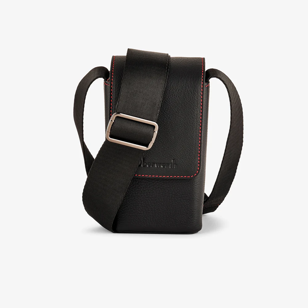Oberwerth ‘Albert’ Leather Camera Bag - Black with Red Stitching - Image 3
