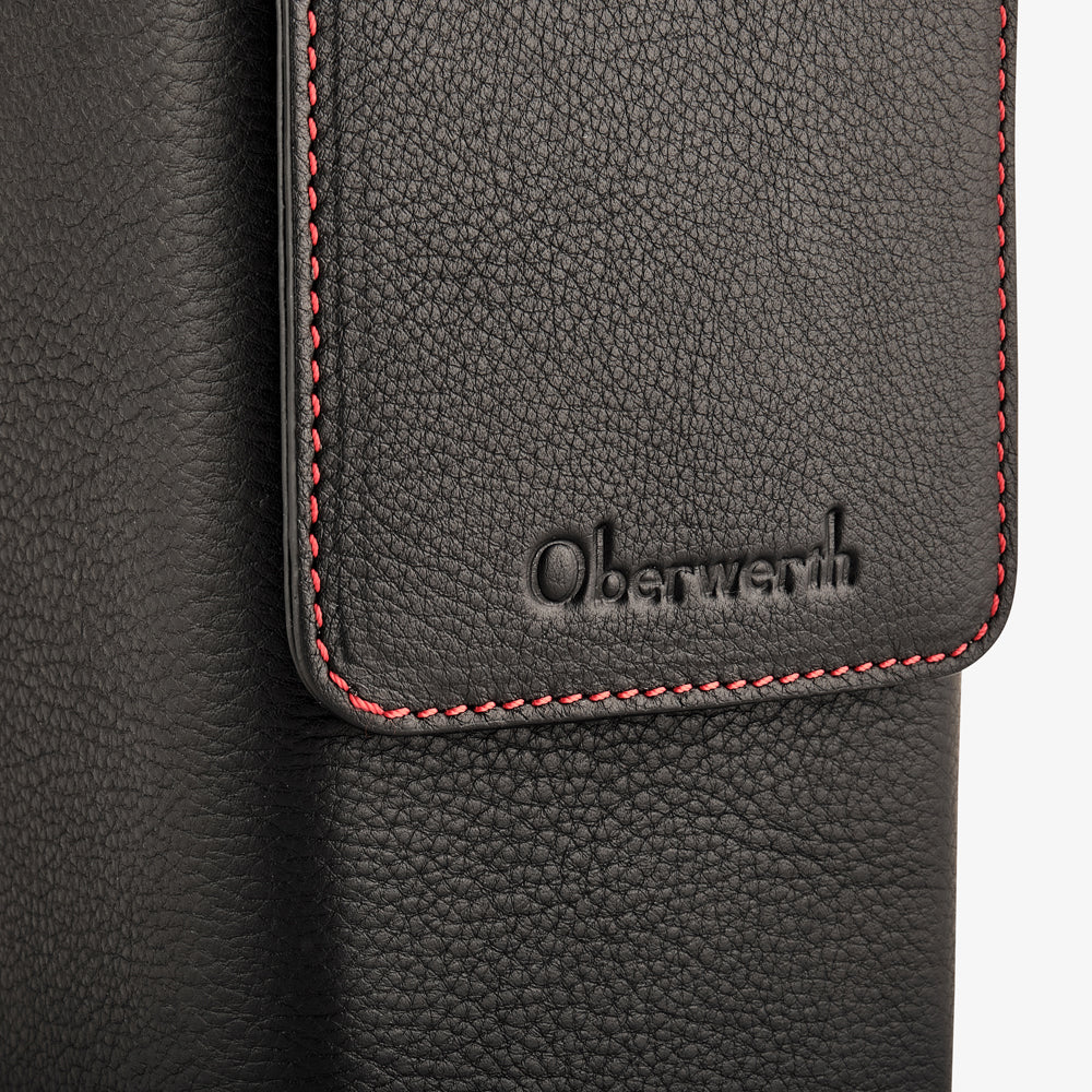 Oberwerth ‘Albert’ Leather Camera Bag - Black with Red Stitching - Image 4
