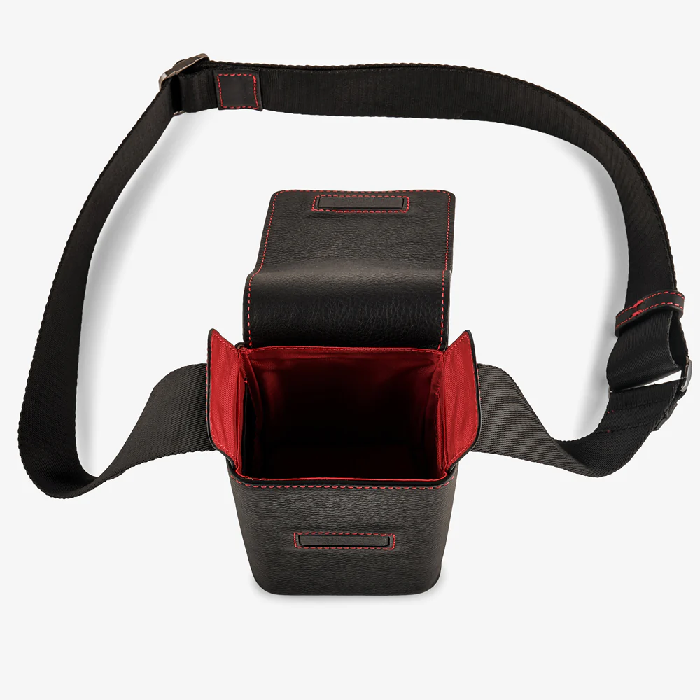 Oberwerth ‘Albert’ Leather Camera Bag - Black with Red Stitching - Image 6
