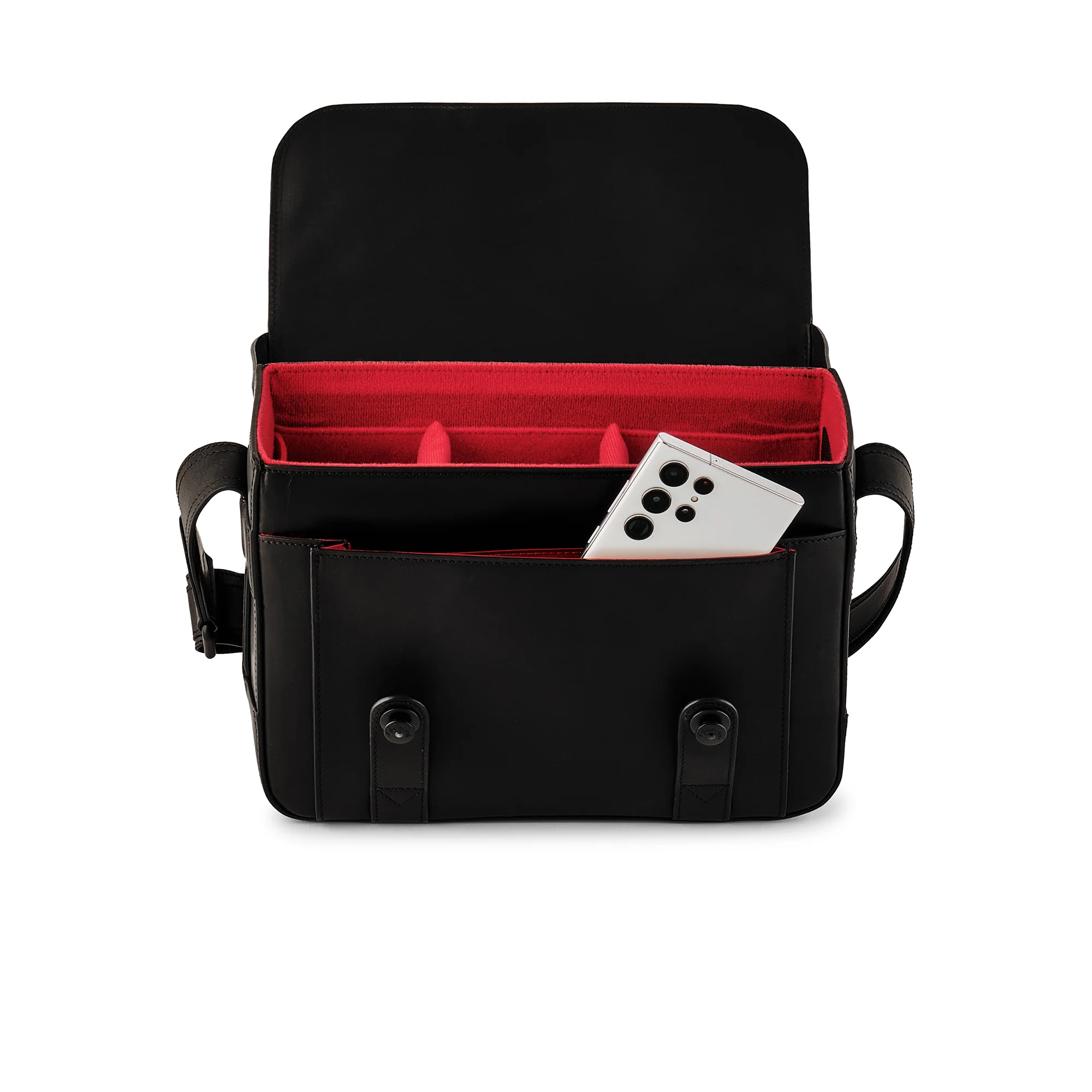 Oberwerth Signature Line Camera Bag (Large), Black with Red Lining - Image 11