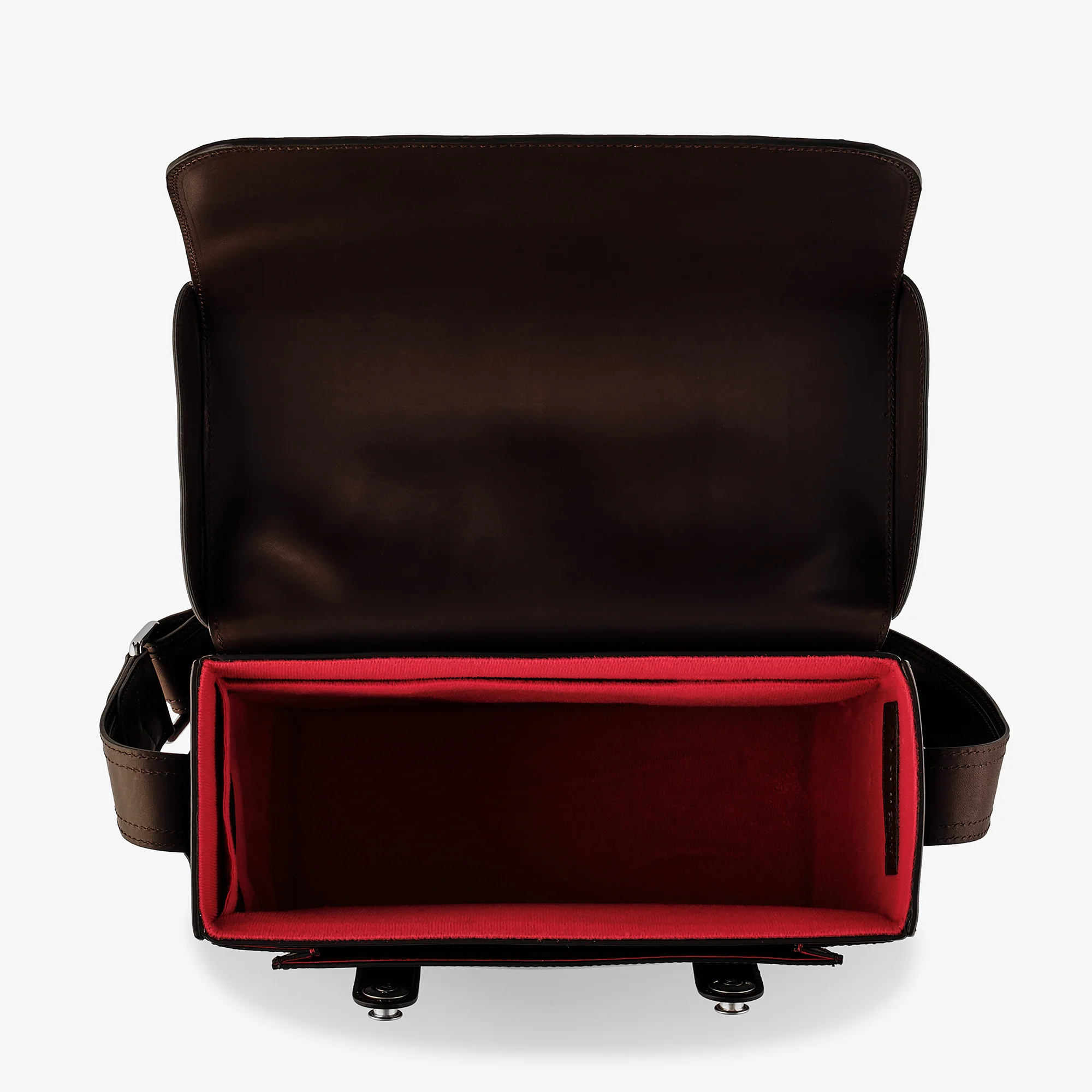 Oberwerth Signature Line Camera Bag (Large), Dark Brown with Red Lining - Image 8