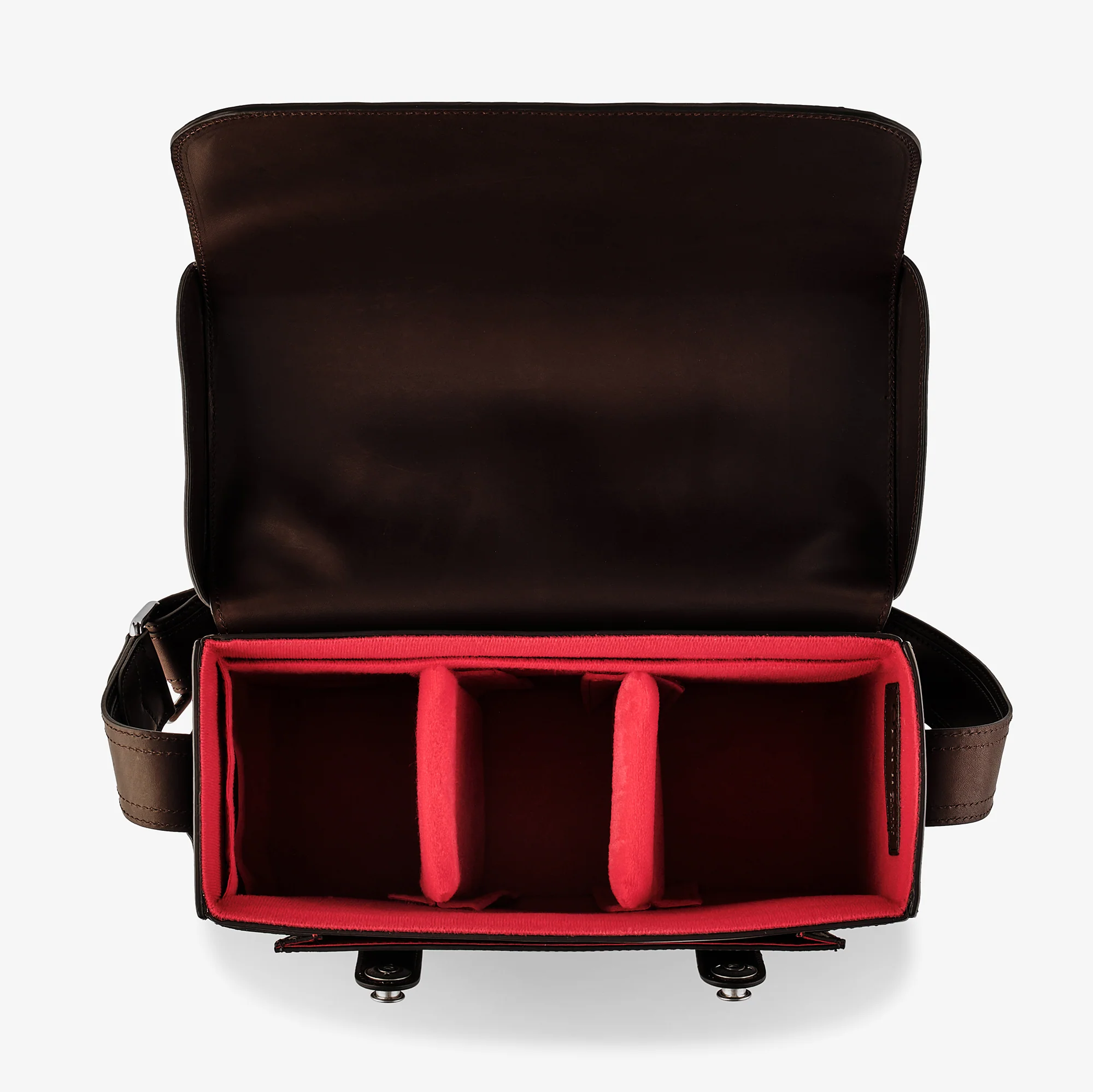 Oberwerth Signature Line Camera Bag (Large), Dark Brown with Red Lining - Image 9