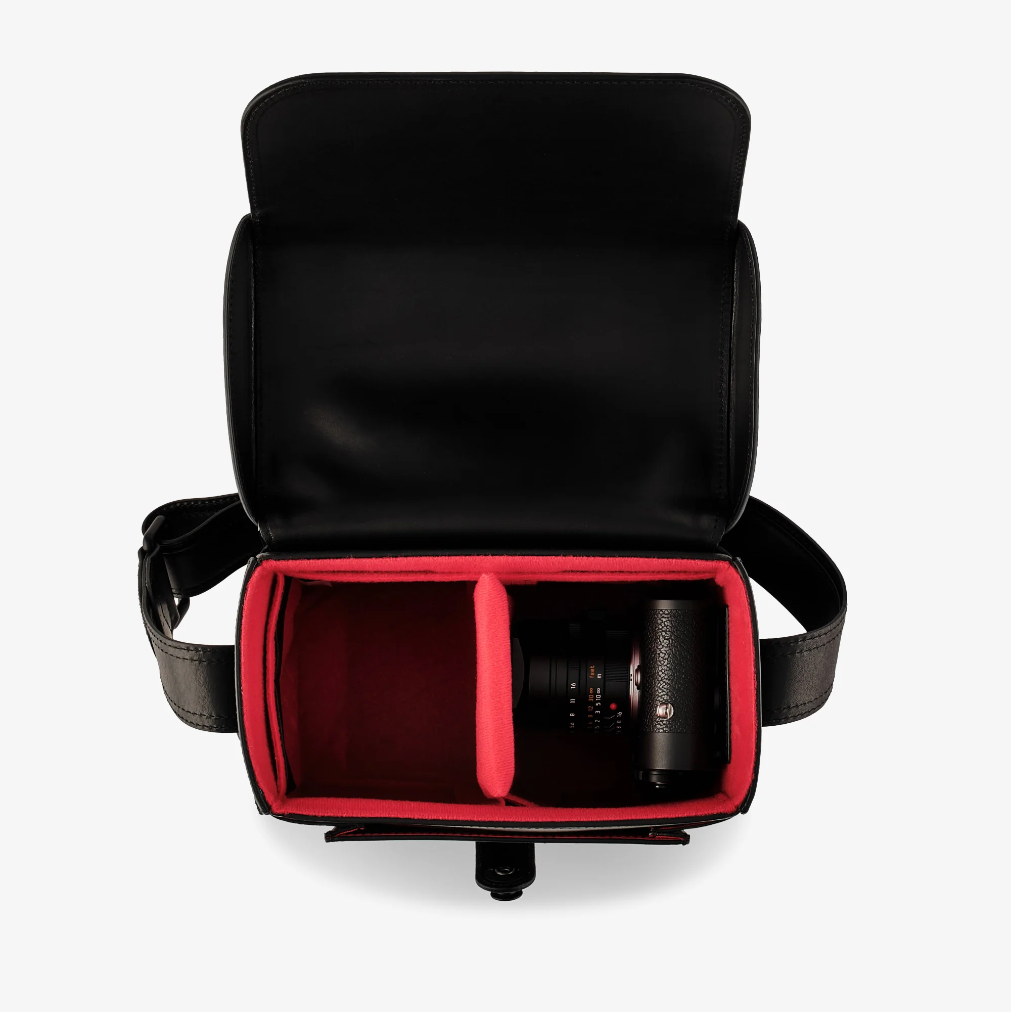 Oberwerth Signature Line Camera Bag (Medium), Black with Red Lining - Image 10