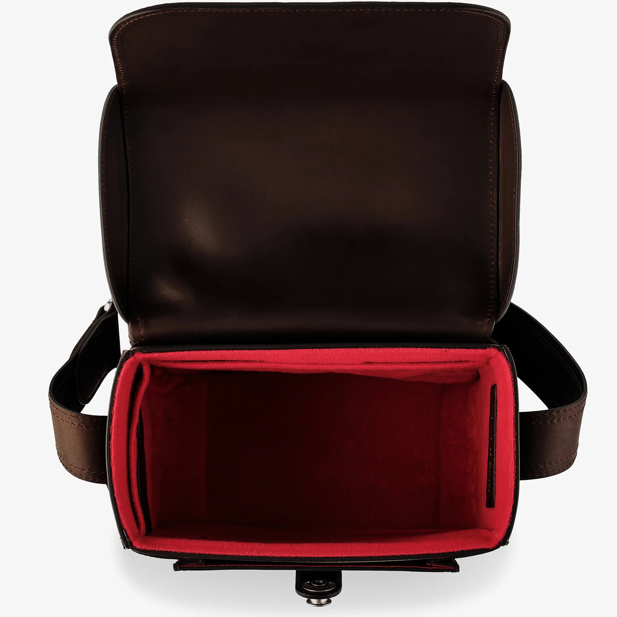 Oberwerth Signature Line Camera Bag (Medium), Dark Brown with Red Lining - Image 8