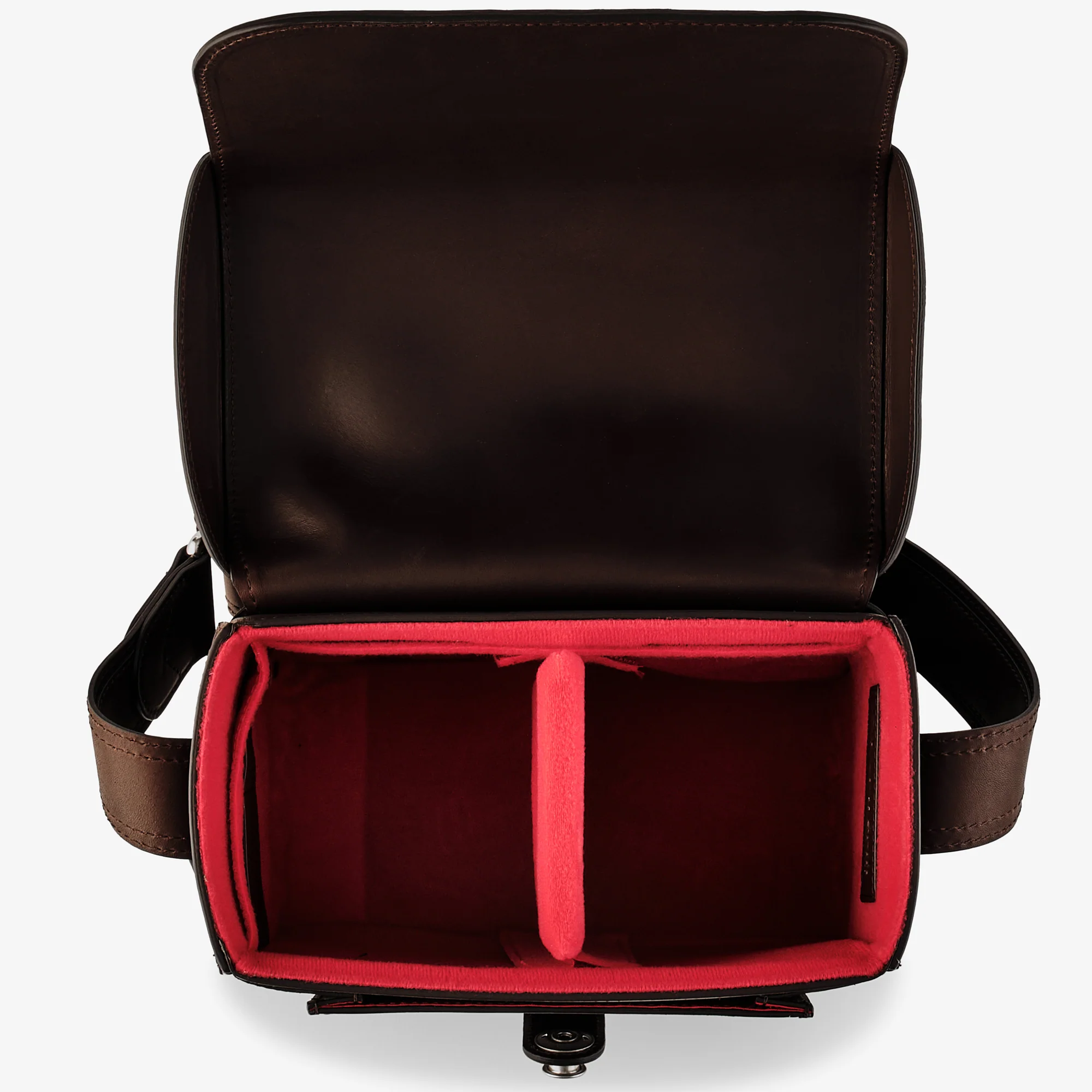 Oberwerth Signature Line Camera Bag (Medium), Dark Brown with Red Lining - Image 9