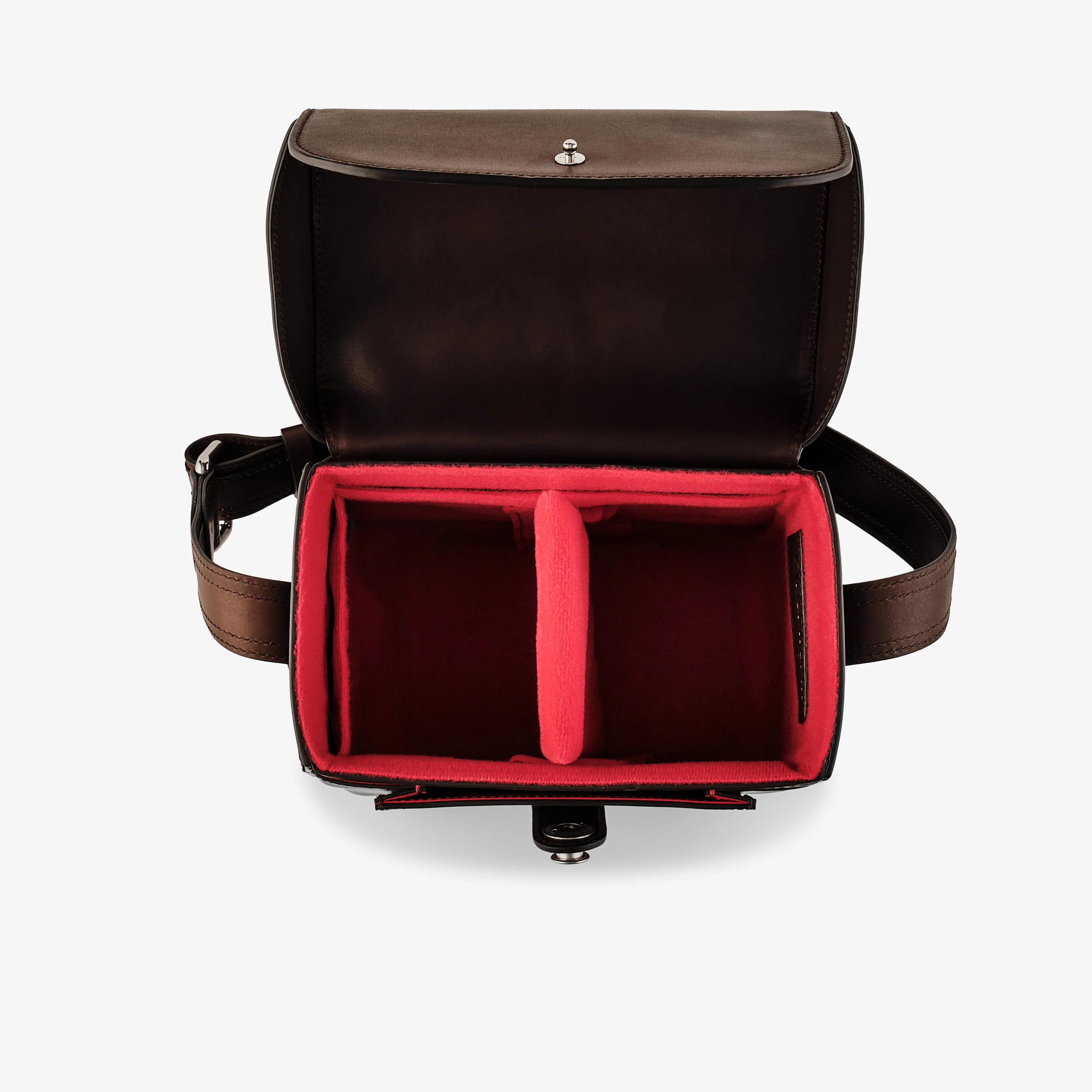 Oberwerth Signature Line Camera Bag (Small), Dark Brown with Red Lining - Image 4