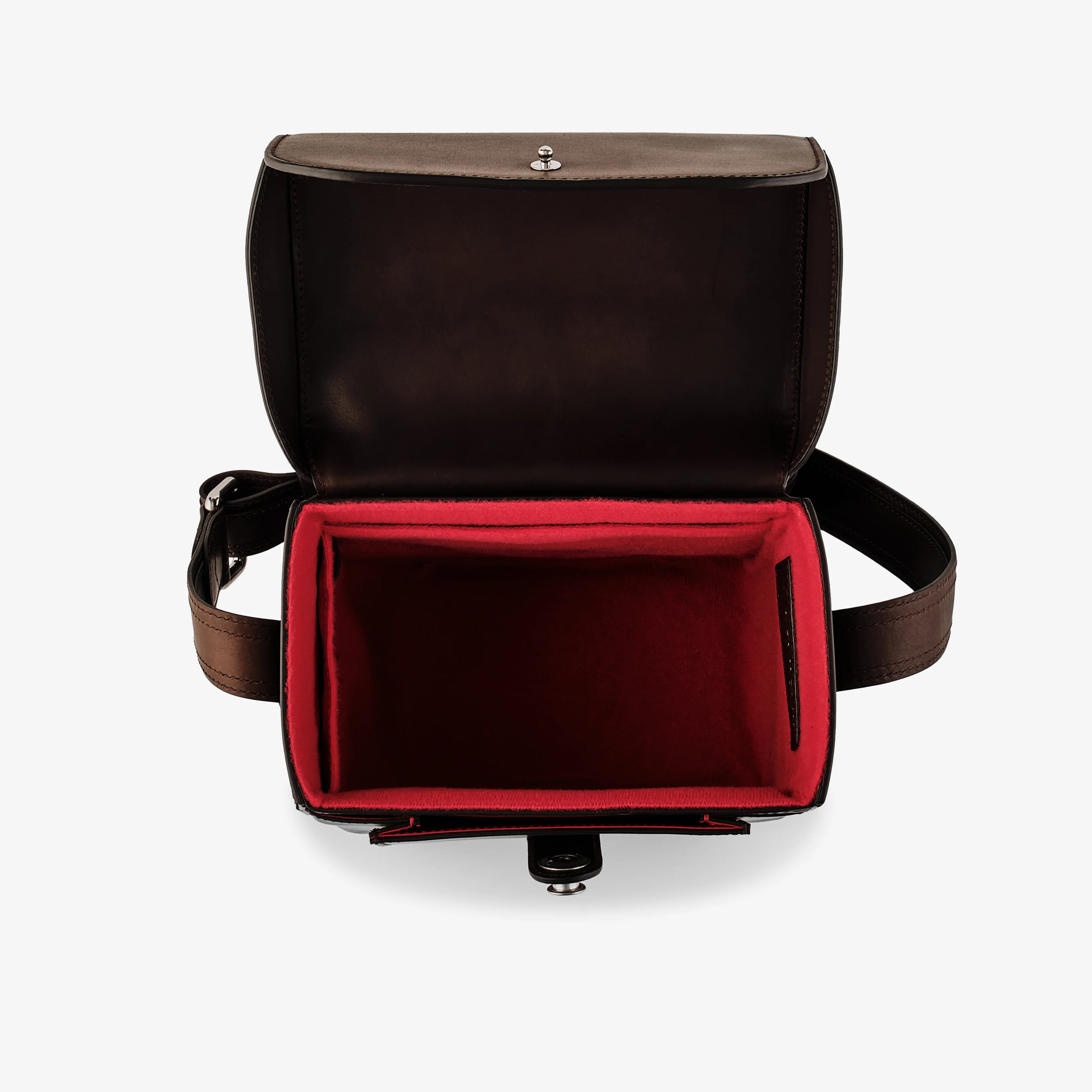 Oberwerth Signature Line Camera Bag (Small), Dark Brown with Red Lining - Image 5