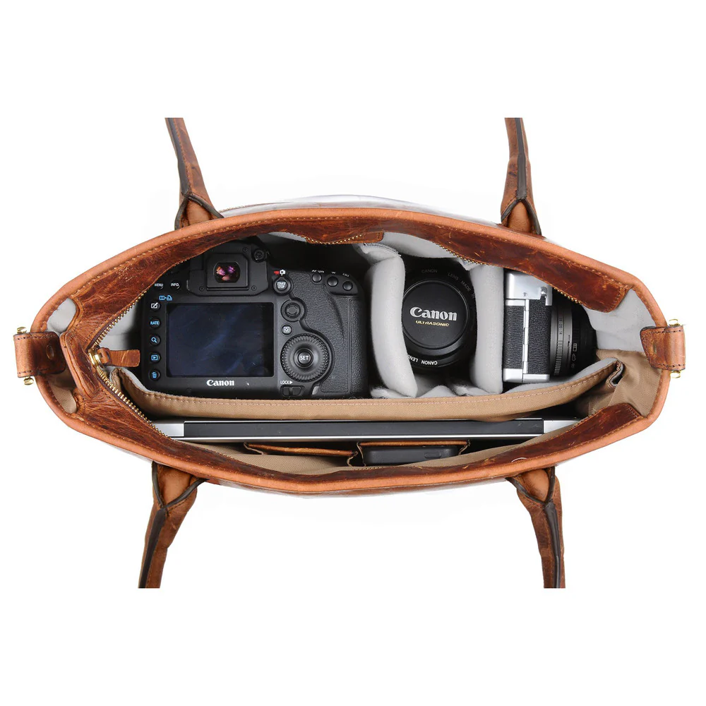 ONA Capri - Leather Camera Tote Bag - Antique Cognac - Image 4